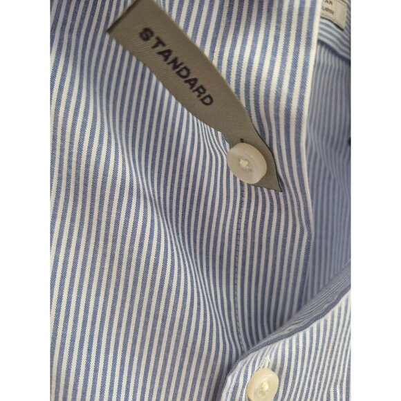 Goodfellow‎ & Co Long Sleeve Blue & White Striped Standard Fit Dress Shirt S - Picture 4 of 9